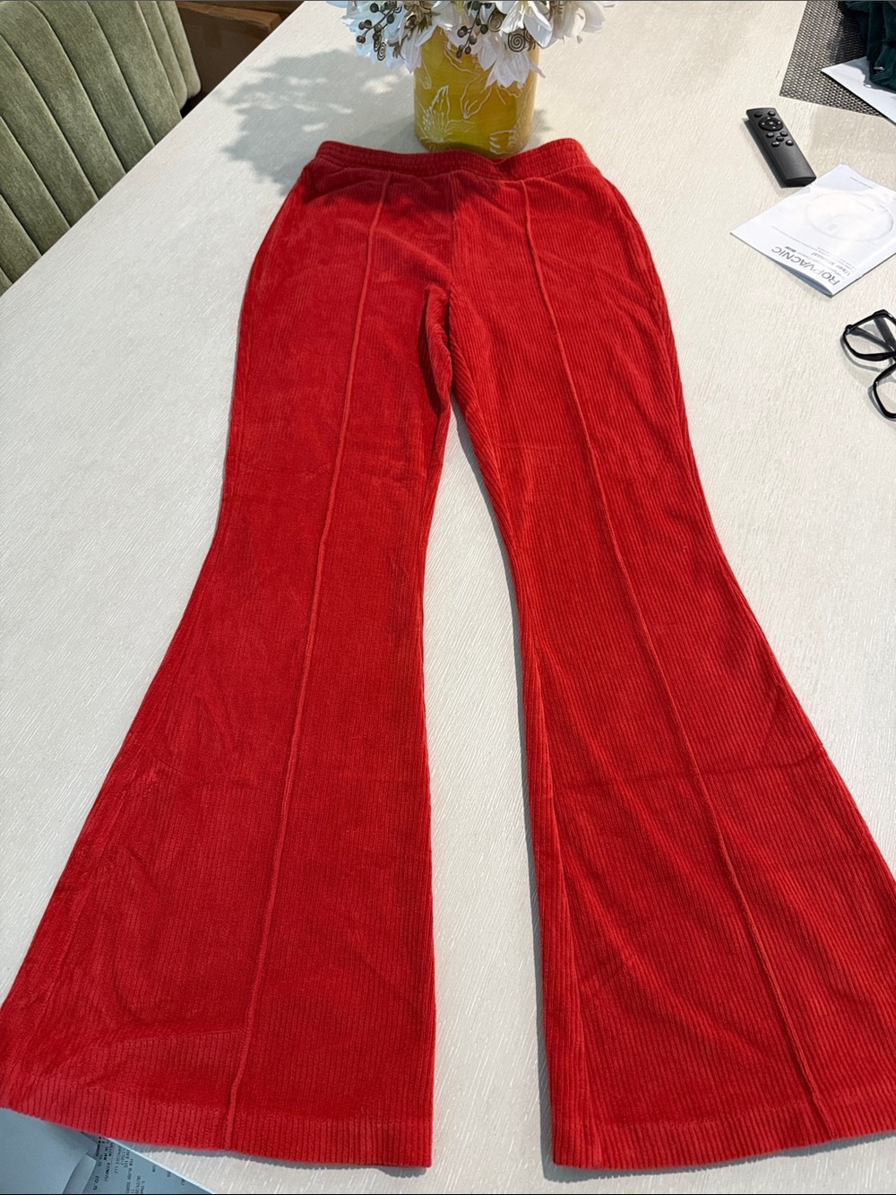 aerie Red Corduroy Flare Pants